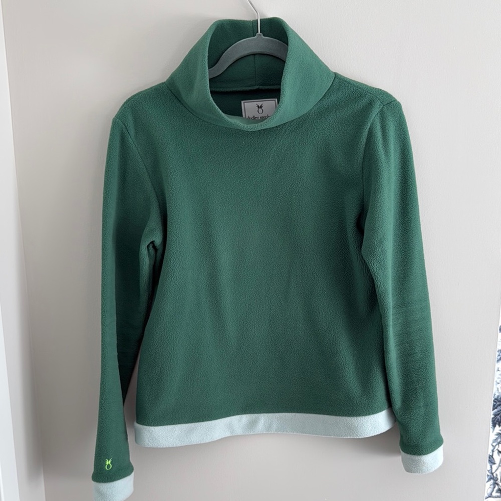 Dudley Stephens Green Cowl Turtleneck Sweater